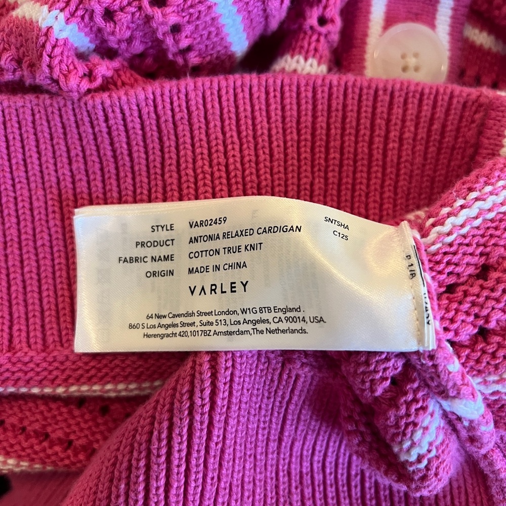 Varley Pink Striped Women's Cardigan - Picture 5 of 6